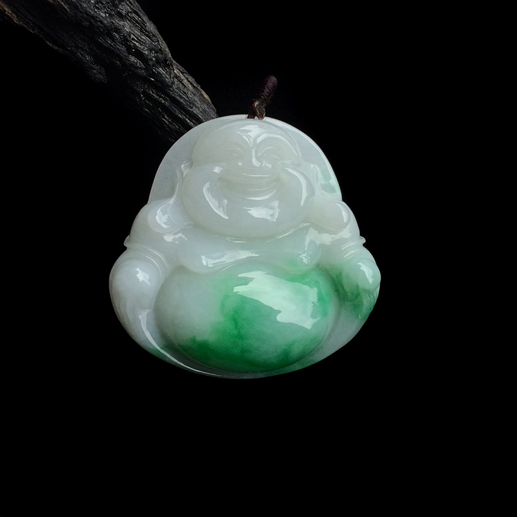 糯冰种飘翠玉佛挂件