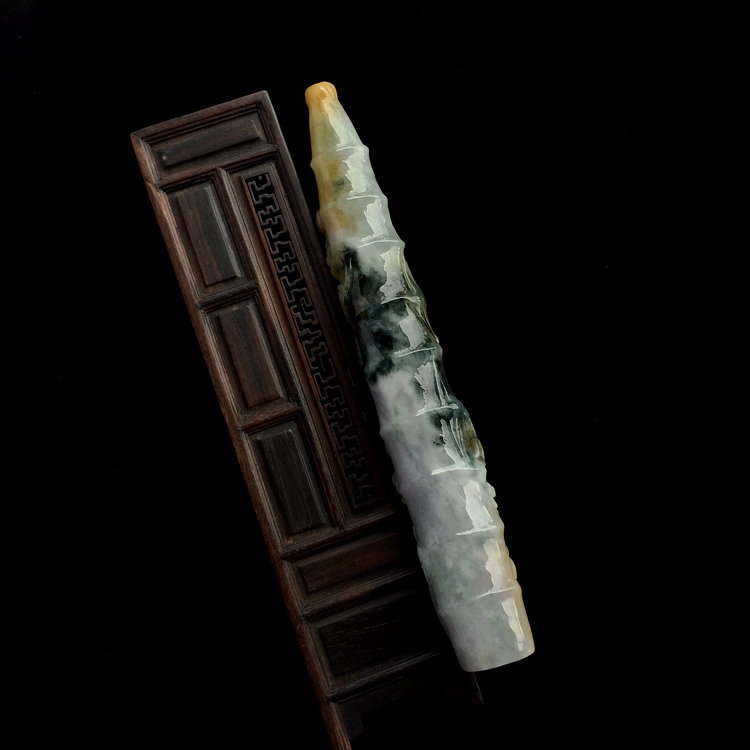 （超值推荐）糯冰种黄翡飘花节节高升烟斗