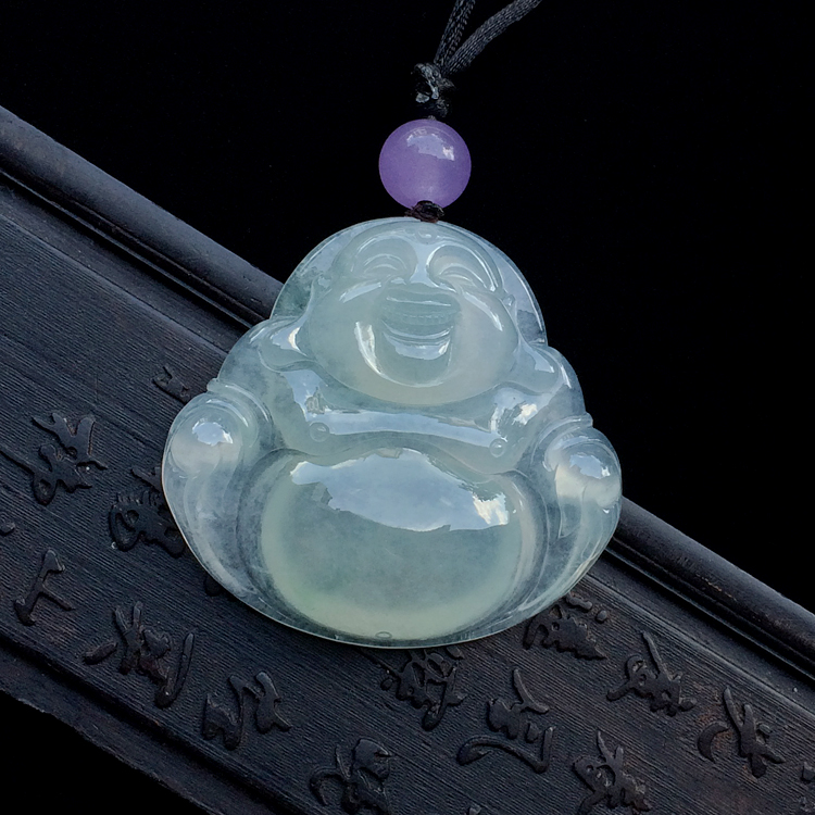 冰种晴水略飘花玉佛挂件