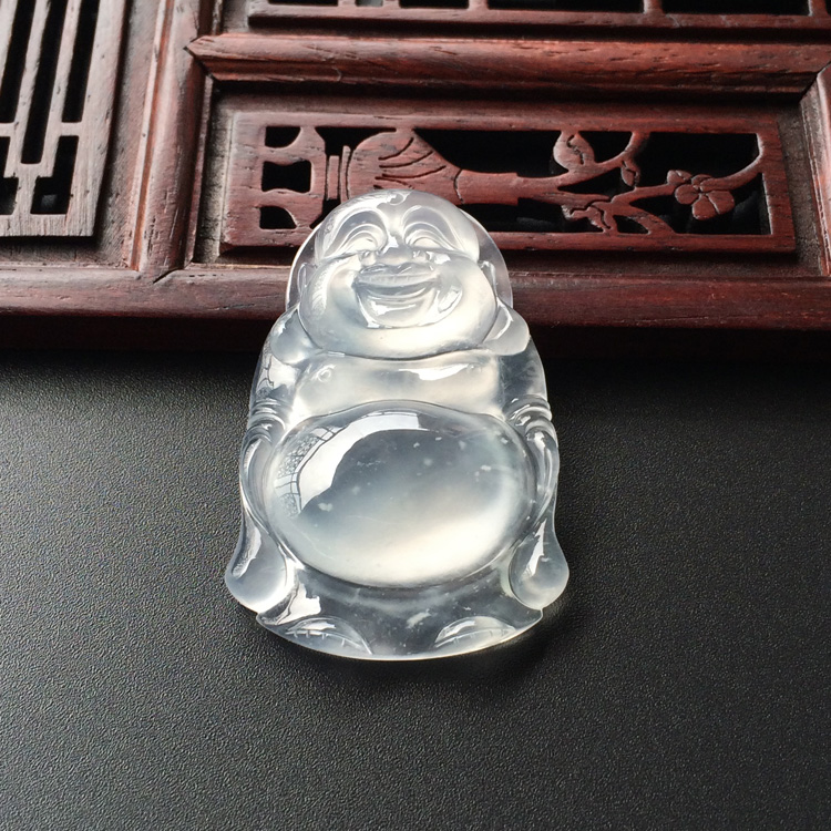(超值推荐)冰玻种淡晴水站佛挂件