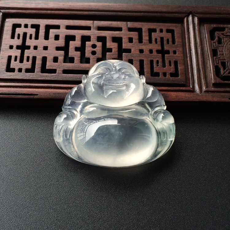 (超值推荐)冰玻种略飘花玉佛胸坠面