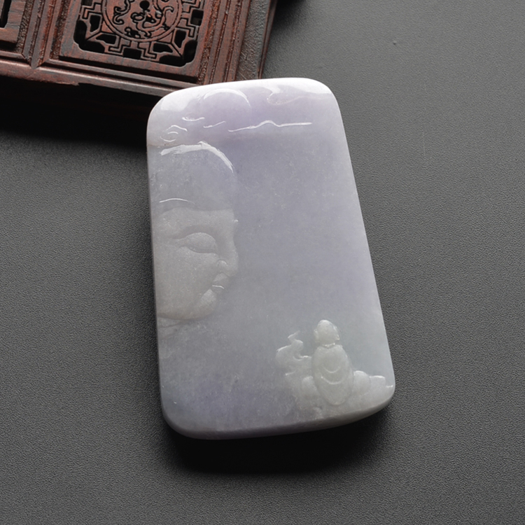 (超值推荐)糯冰种晴水紫罗兰参禅挂件(邓清安大师出品)