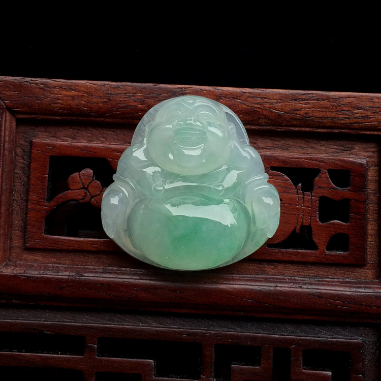 （超值推荐）糯冰种飘翠玉佛挂件