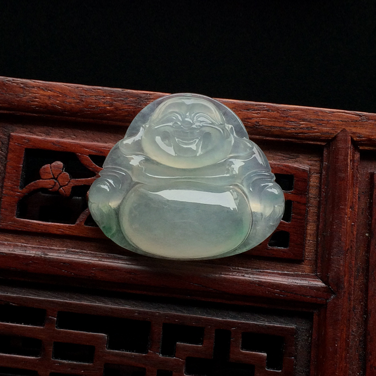 冰种略飘翠玉佛挂件