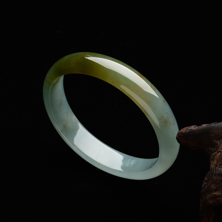 (超值推荐)糯冰种晴水褐黄翡贵妃镯(54mm-48.4mm)