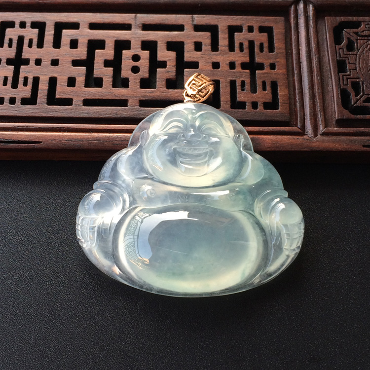 (超值推荐)冰种略飘花玉佛挂件