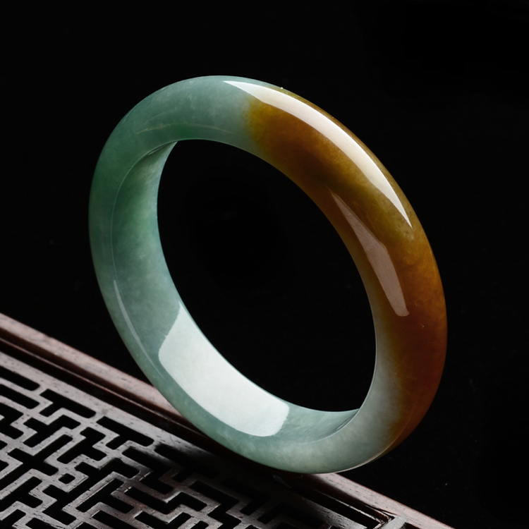 (超值推荐)糯冰种晴水褐黄翡手镯(56.6mm)