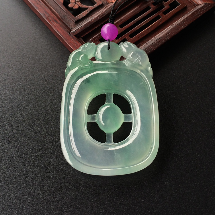 (超值推荐)冰种略飘花金蟾戏珠挂件