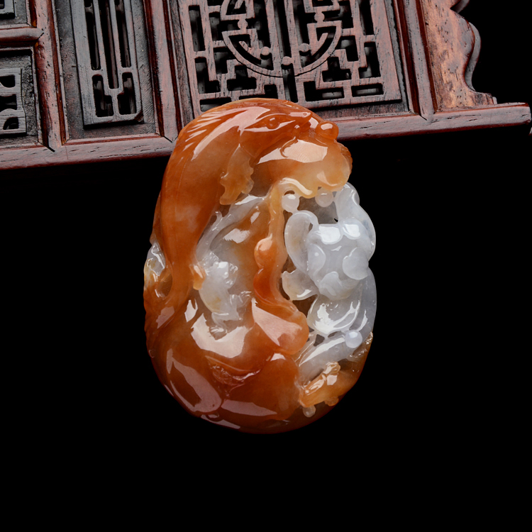 （超值推荐）糯冰种红黄翡年年有余挂件