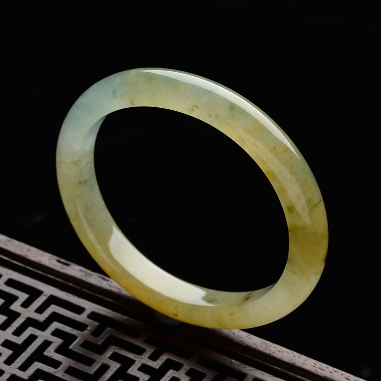 (超值推荐)冰种褐黄翡飘花贵妃镯(54.3mm-48.3mm)