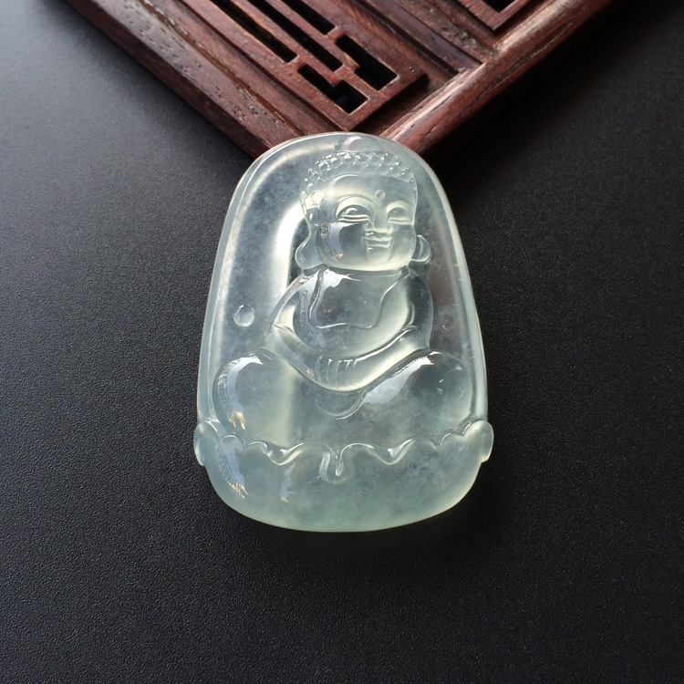(超值推荐)冰玻种淡晴水宝宝佛挂件