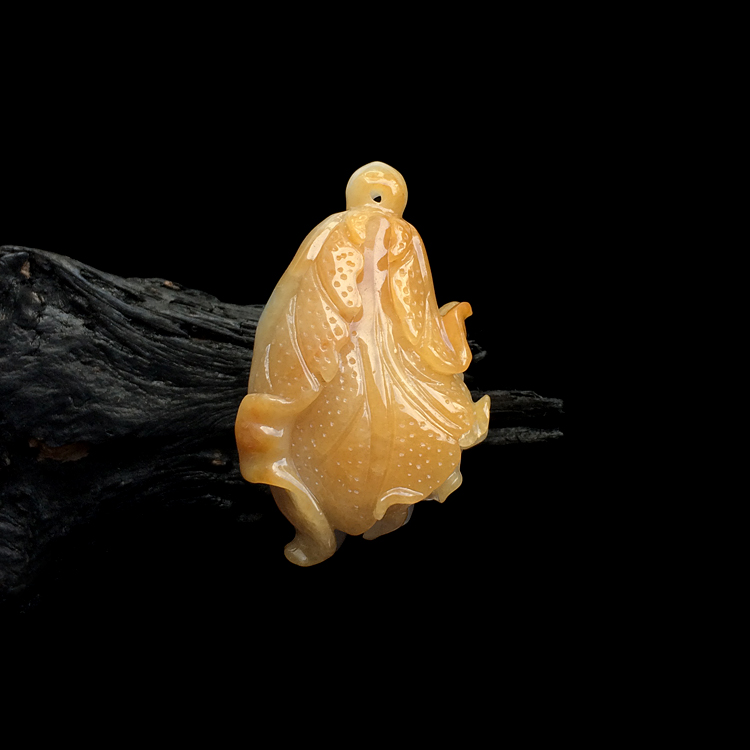 糯冰种黄翡白菜挂件