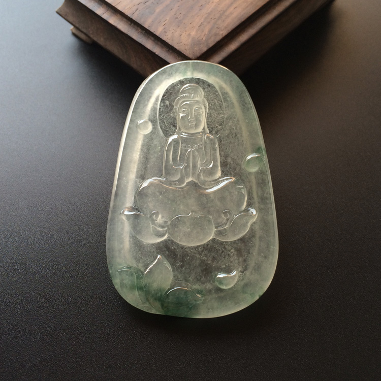 (超值推荐)冰玻种飘花观音挂件