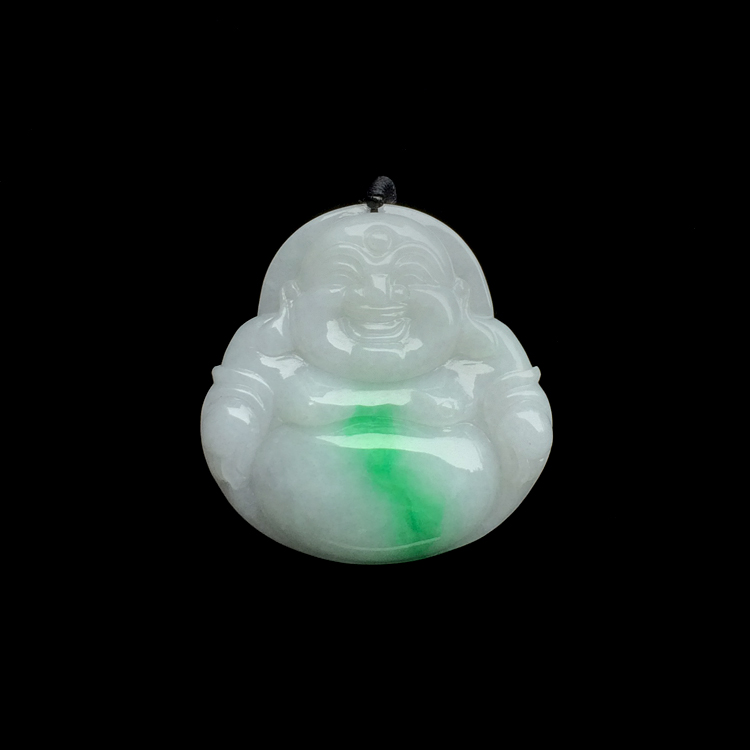 糯冰种飘翠玉佛挂件