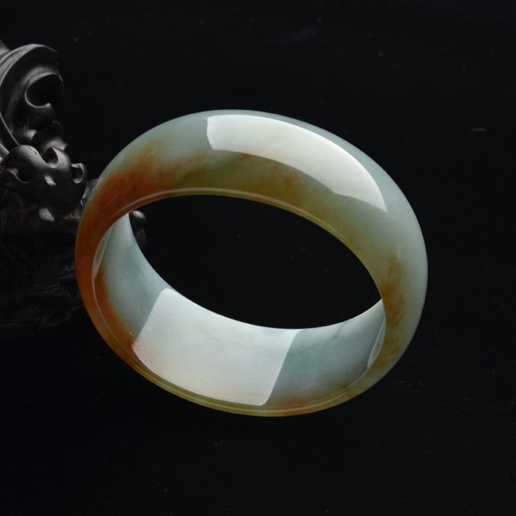 (超值推荐)糯冰种晴水带黄翡宽条贵妃镯(58.8mm-54.1mm)
