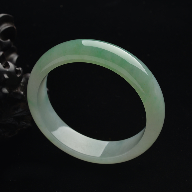 (超值推荐)糯冰种晴水飘花手镯(53.5mm)