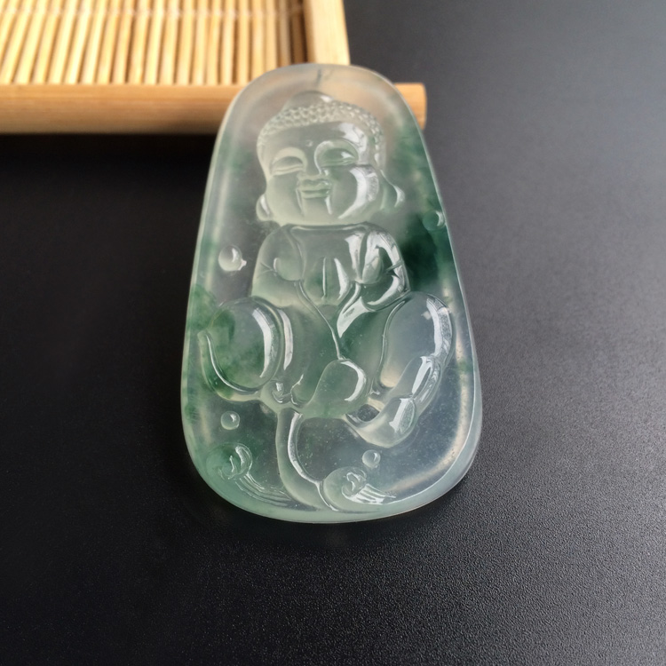 (超值推荐)冰玻种飘花宝宝佛挂件