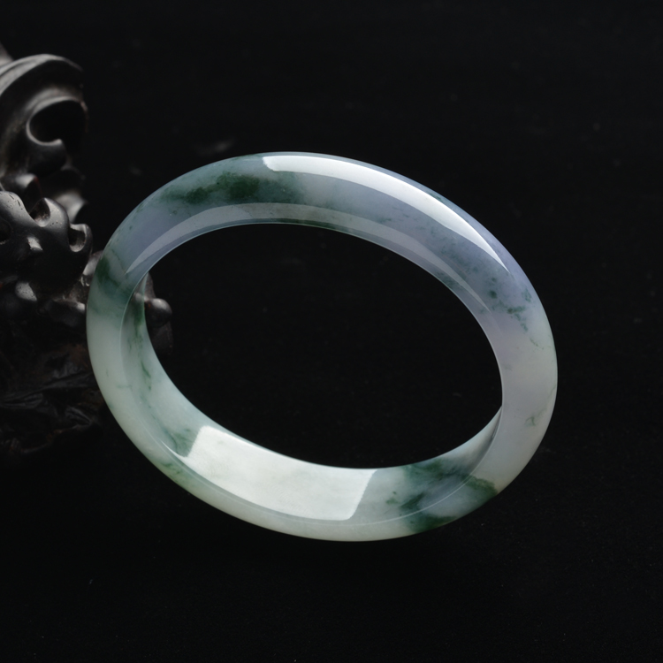 (超值推荐)糯冰种飘花带紫罗兰贵妃镯(56.5mm-50mm)