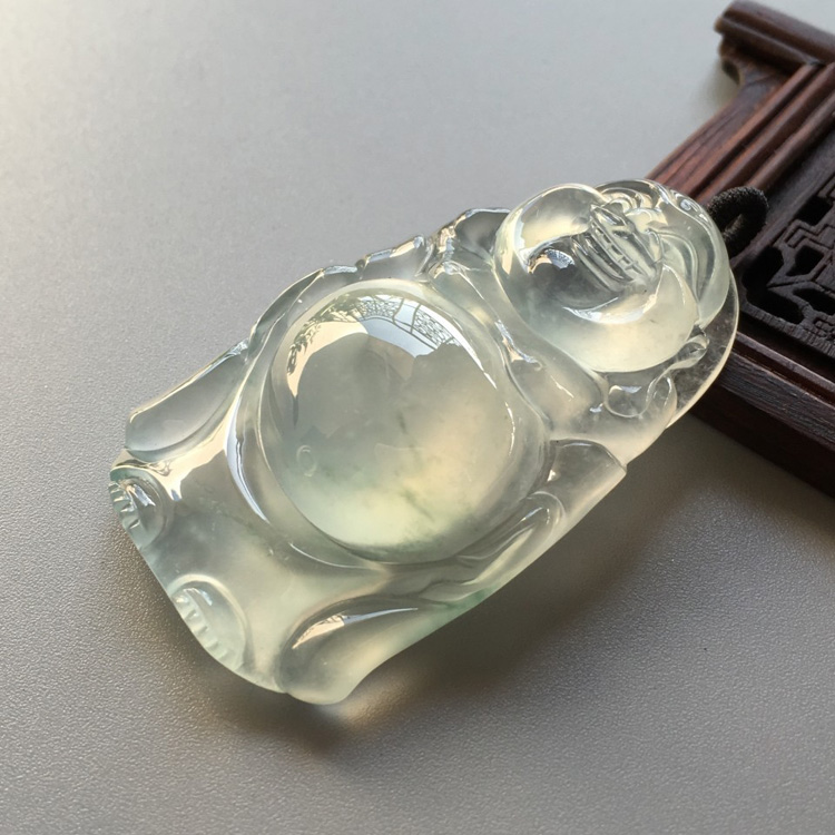 (超值推荐)冰玻种略飘花站佛挂件