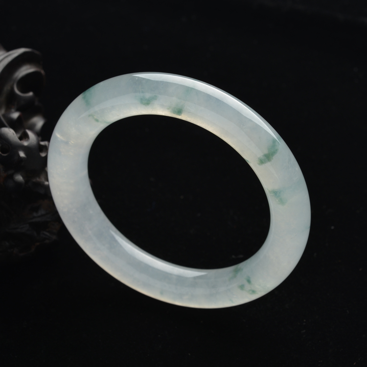 (超值推荐)冰种飘花圆条手镯(56.6mm)