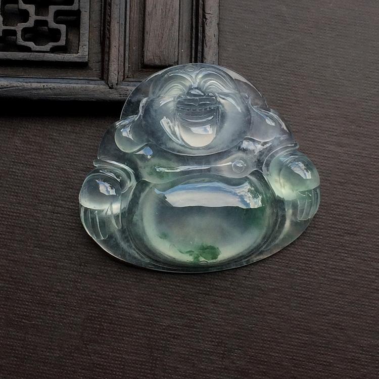 （超值推荐）冰玻种飘花玉佛挂件