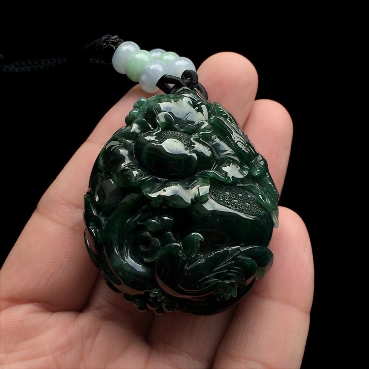 （超值推荐）糯冰种蓝水富贵花开挂件