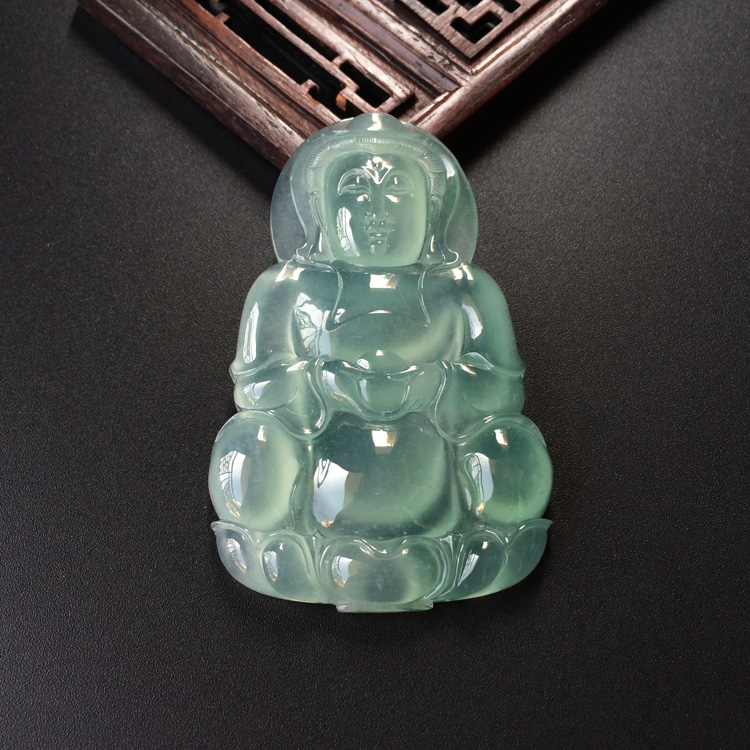 (超值推荐)冰种晴水略飘花观音挂件