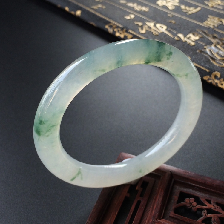 (超值推荐)冰种飘花圆条手镯(55mm)