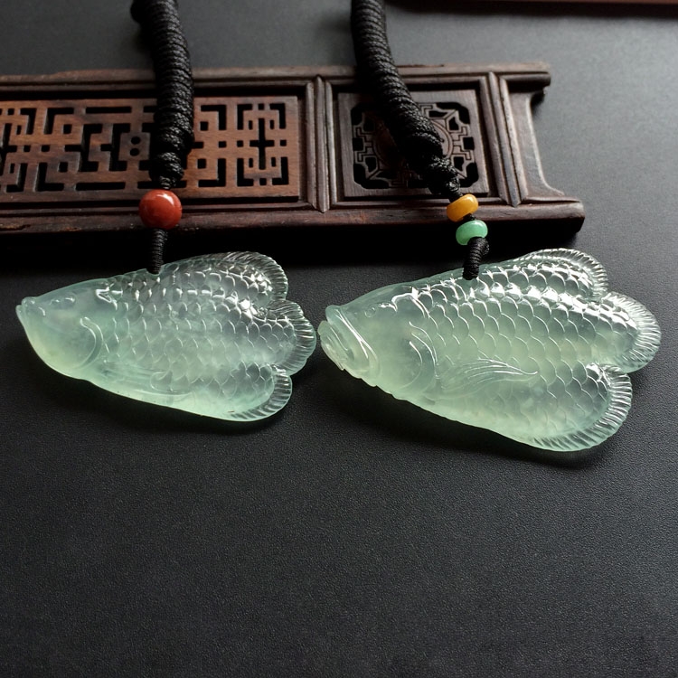 （超值推荐）冰种/冰玻种晴水略飘花年年有余挂件（单价）