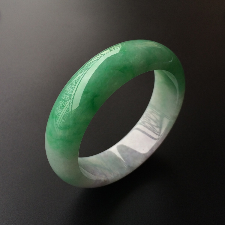 (超值推荐)糯冰种飘翠手镯(55mm)