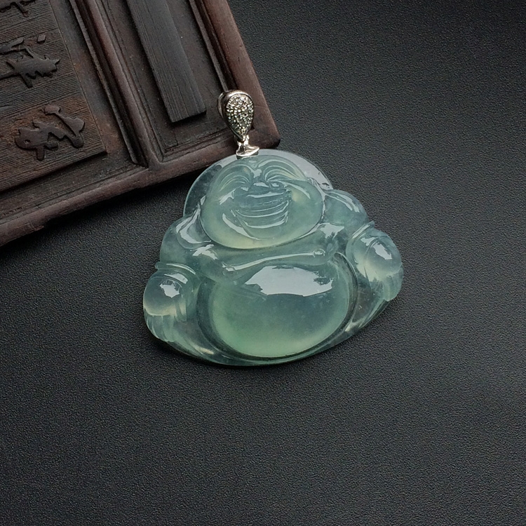 （超值推荐）冰种晴水略飘花玉佛挂件