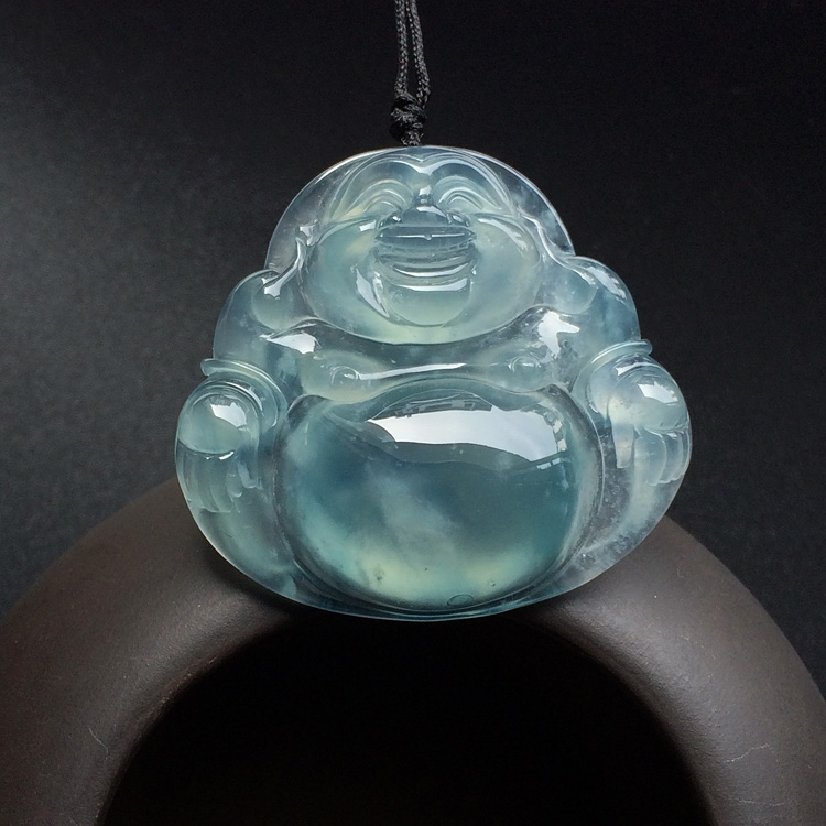 （超值推荐）冰玻种飘花玉佛挂件