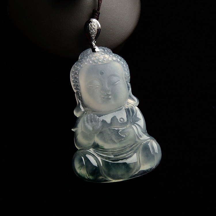 冰种飘花宝宝佛挂件