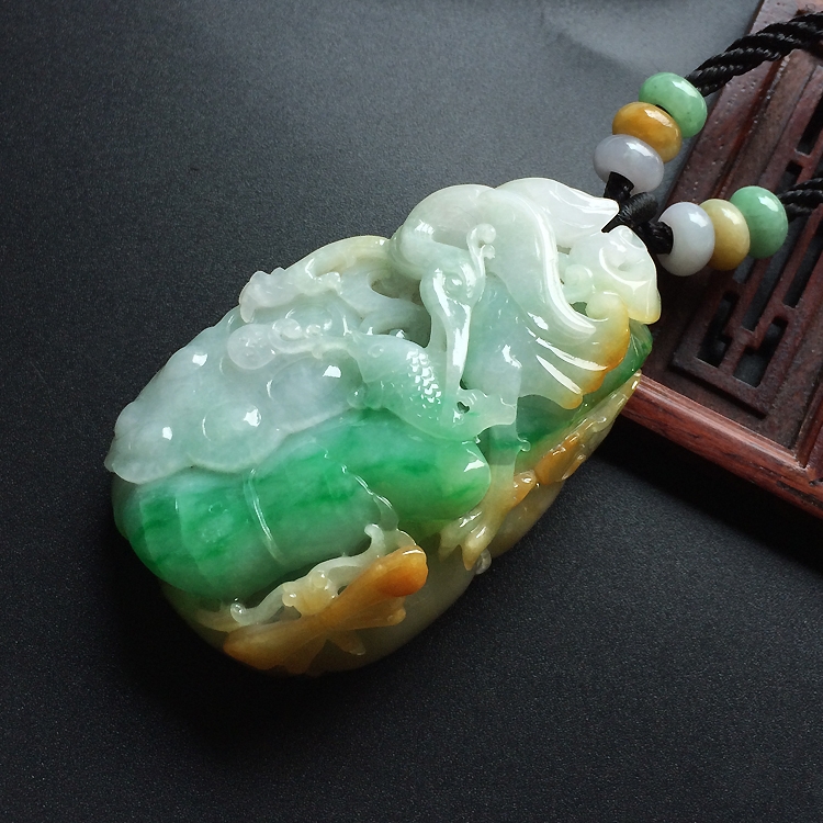 (超值推荐)糯冰种三彩一路连科挂件