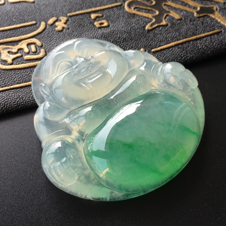 (超值推荐)冰种飘阳绿玉佛挂件