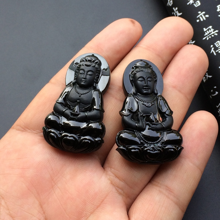 糯冰种墨翠观音挂件(单价)