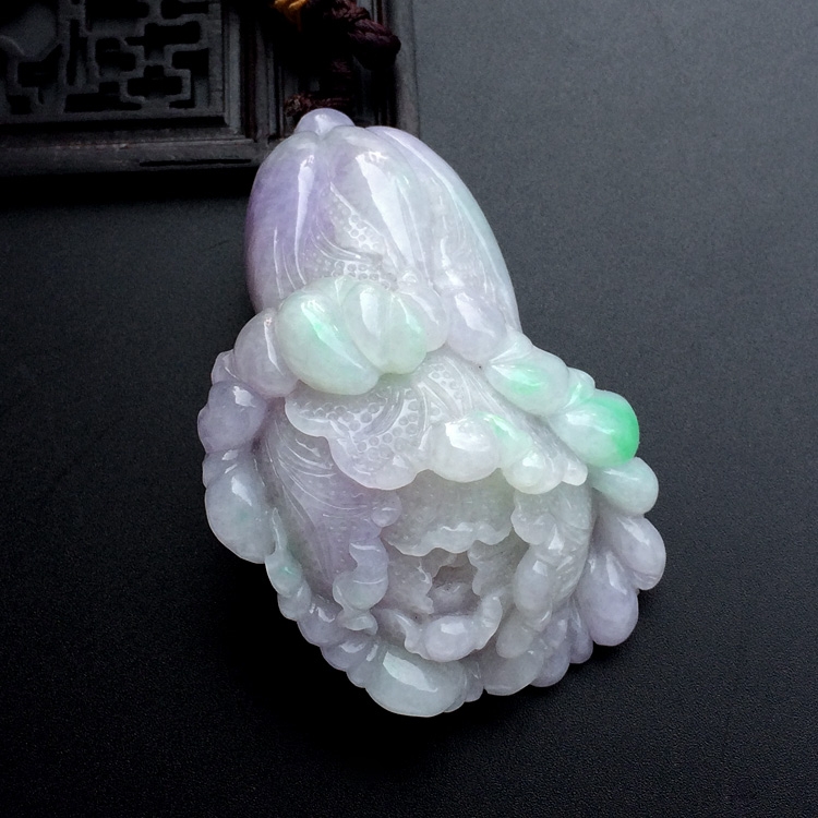 糯冰种春带彩白菜挂件/手玩件