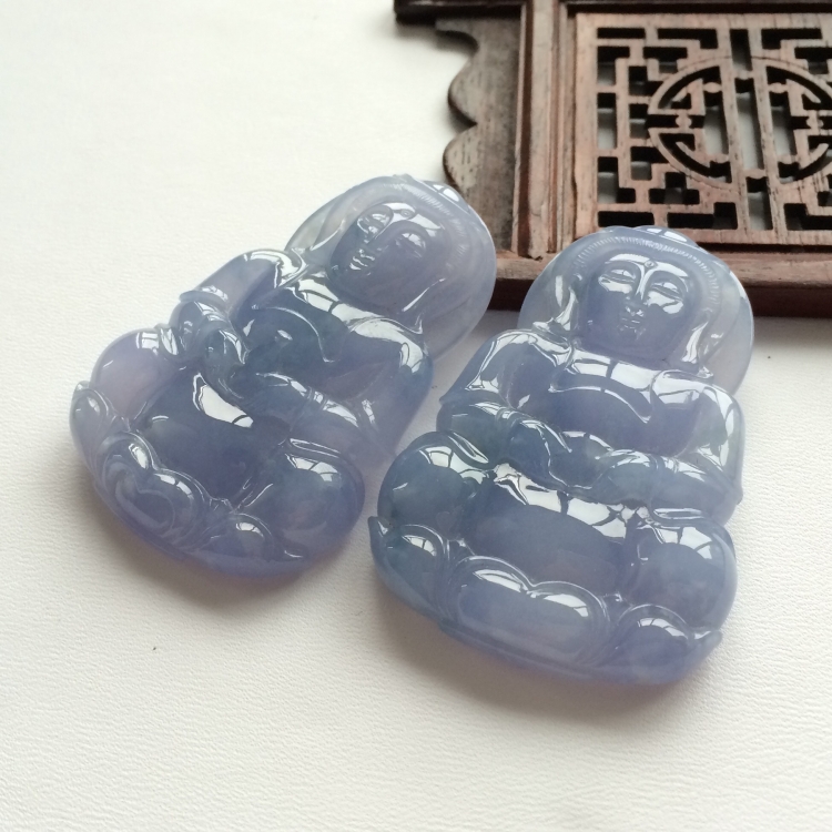 (超值推荐)糯冰种紫罗兰观音挂件(一对)