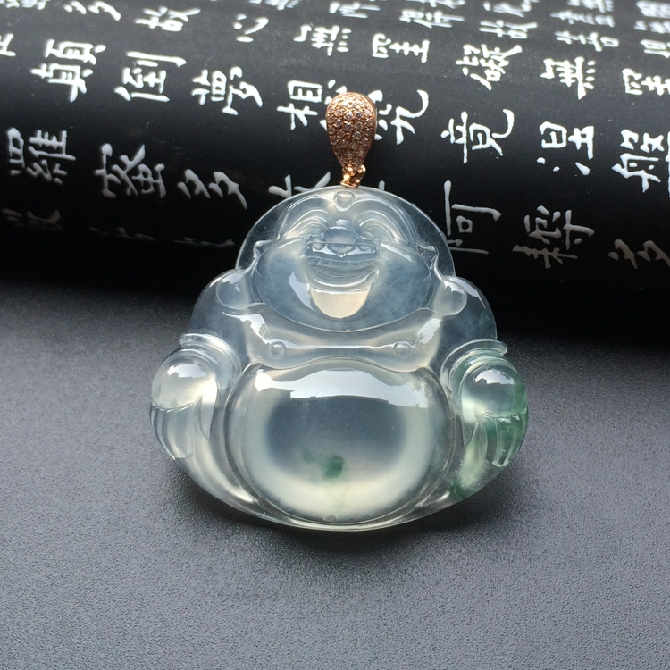 (超值推荐)冰玻种略飘花玉佛挂件