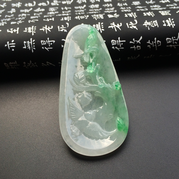 （超值推荐）糯冰种飘翠喜上眉梢挂件