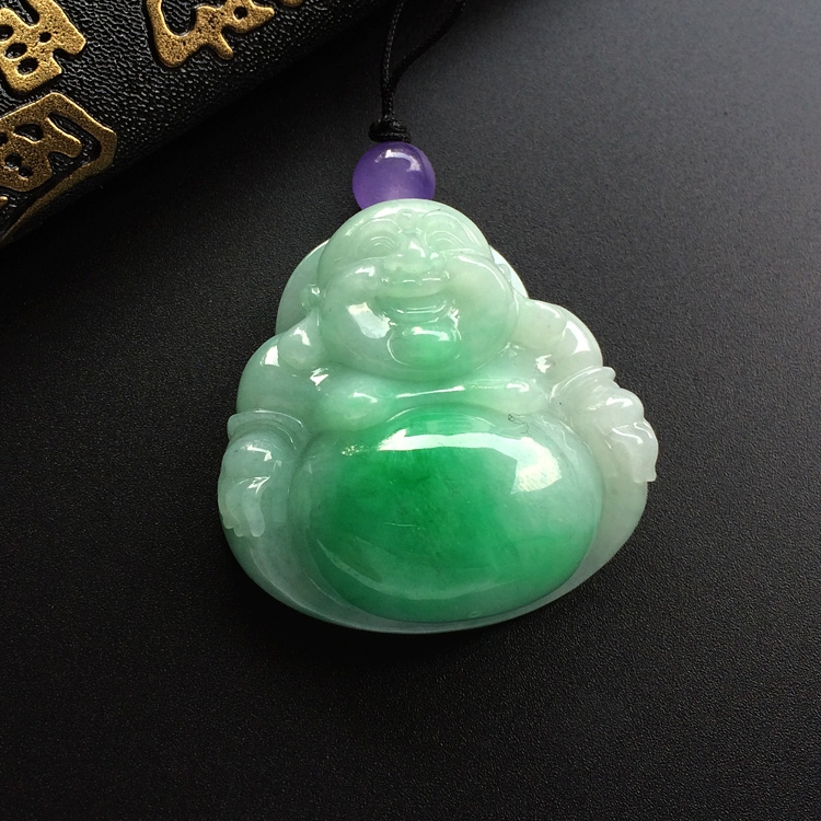 （超值推荐）糯冰种飘翠玉佛挂件