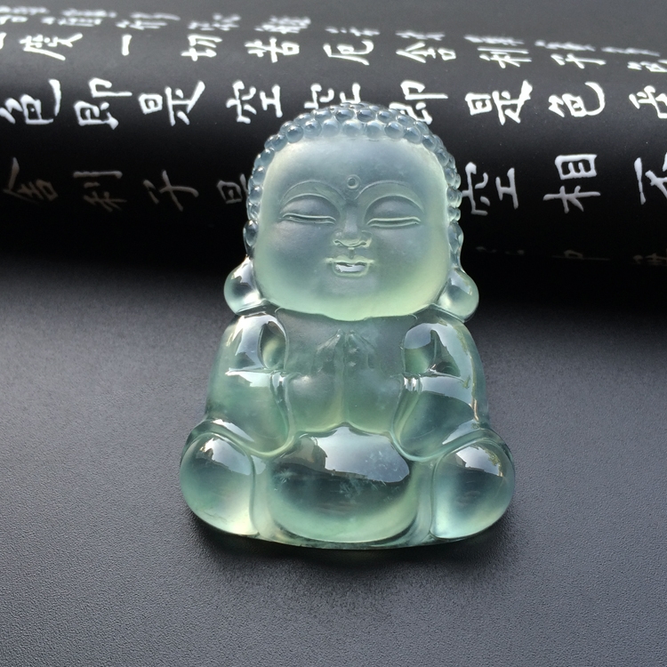 冰玻种晴水宝宝佛挂件