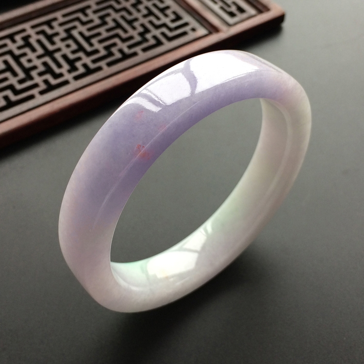 (超值推荐)糯冰种春带彩方条镯(54mm)