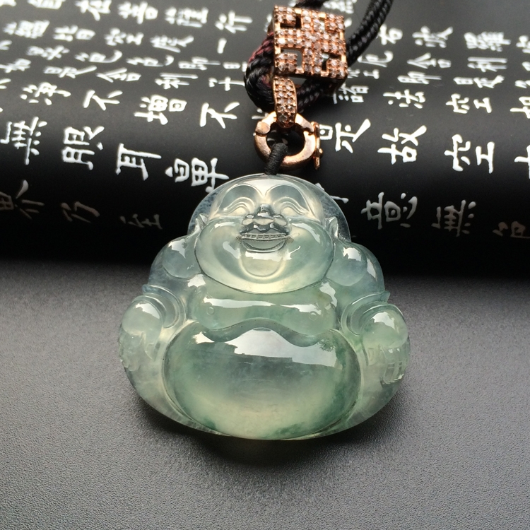 冰种飘花玉佛 挂件