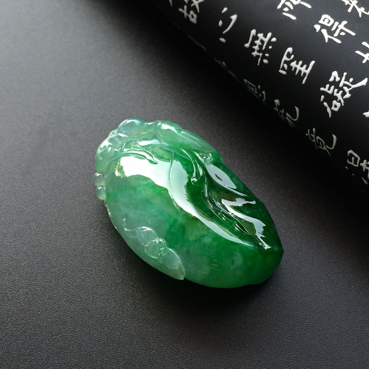 糯冰种蓝绿福瓜挂件
