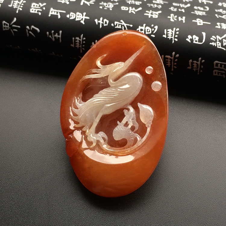(超值推荐)糯冰种红黄翡一路连科挂件