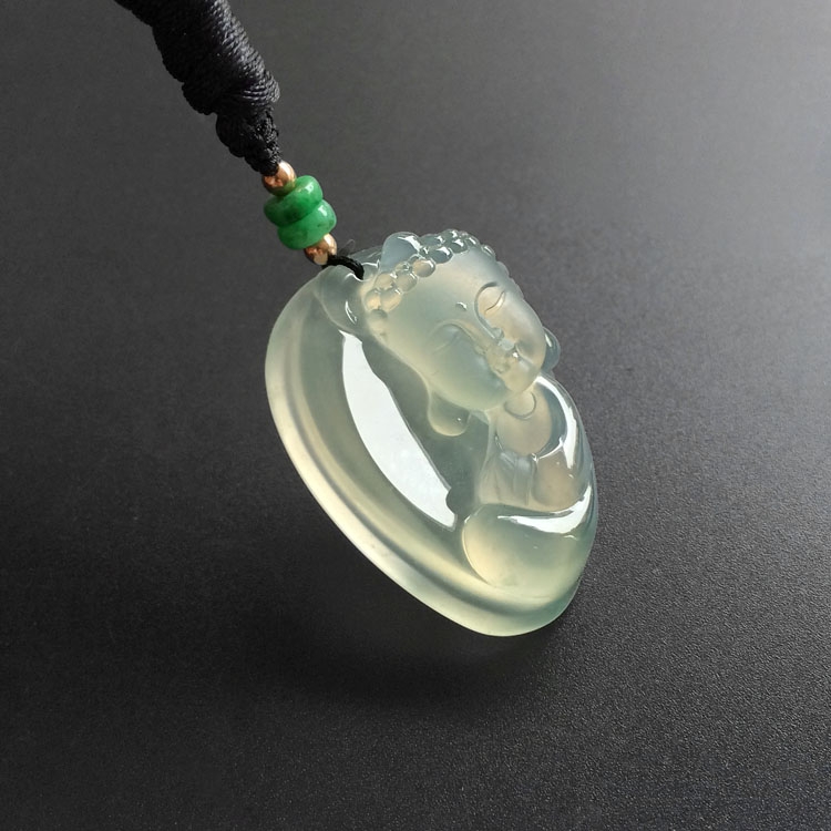（超值推荐）冰种晴水略飘花宝宝佛挂件