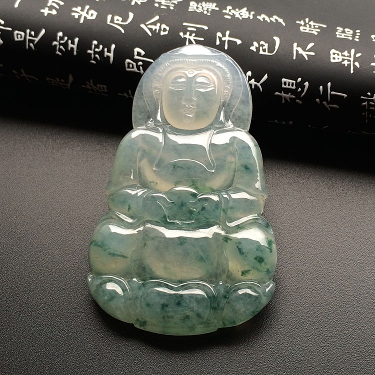 冰种飘花观音挂件