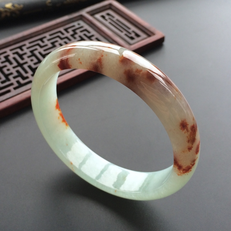 (超值推荐)糯冰种晴水褐红翡手镯(58mm)
