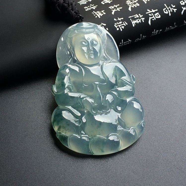 冰种飘花观音挂件